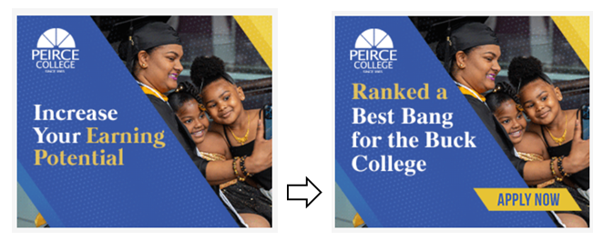 Peirce College paid ad — Increase Your Earning Potential / Ranked a Best Bang for the Buck College